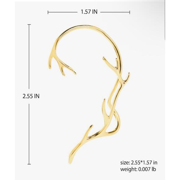 Vercret Gold Cuff Earrings Cartilage Branches Ear Crawler - Picture 3 of 6